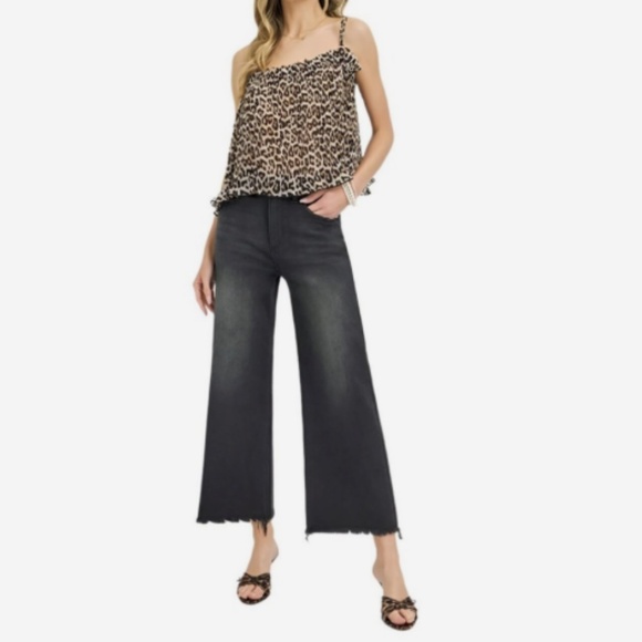 Risen High Rise Cropped Wide Leg Jeans (RDP1025) Black  NWT - Picture 10 of 10